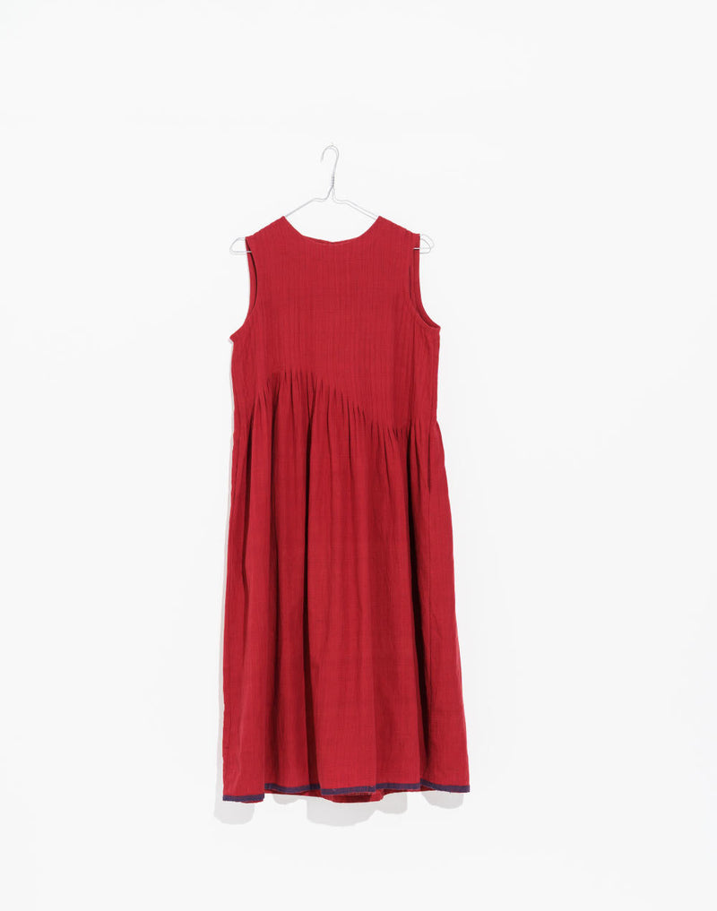 Red pleated midi dress - Red Dress by World of Crow in red color for women Worldwide