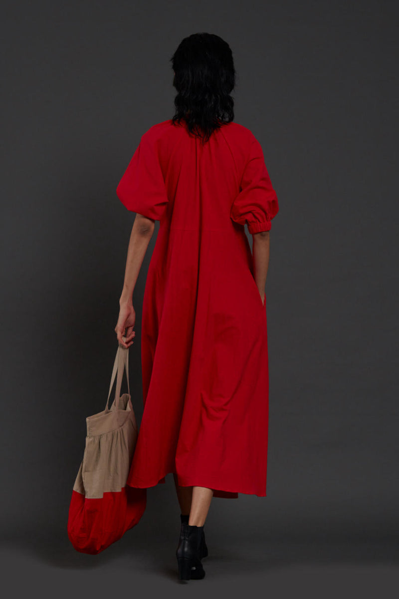 Red Raglan Dress Dress by Mati in red color for women Worldwide