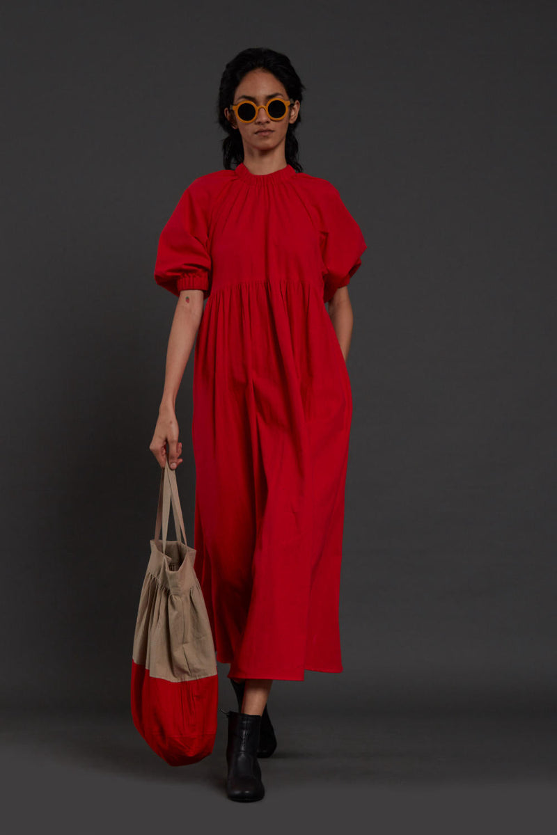 Red Raglan Dress Dress by Mati in red color for women Worldwide