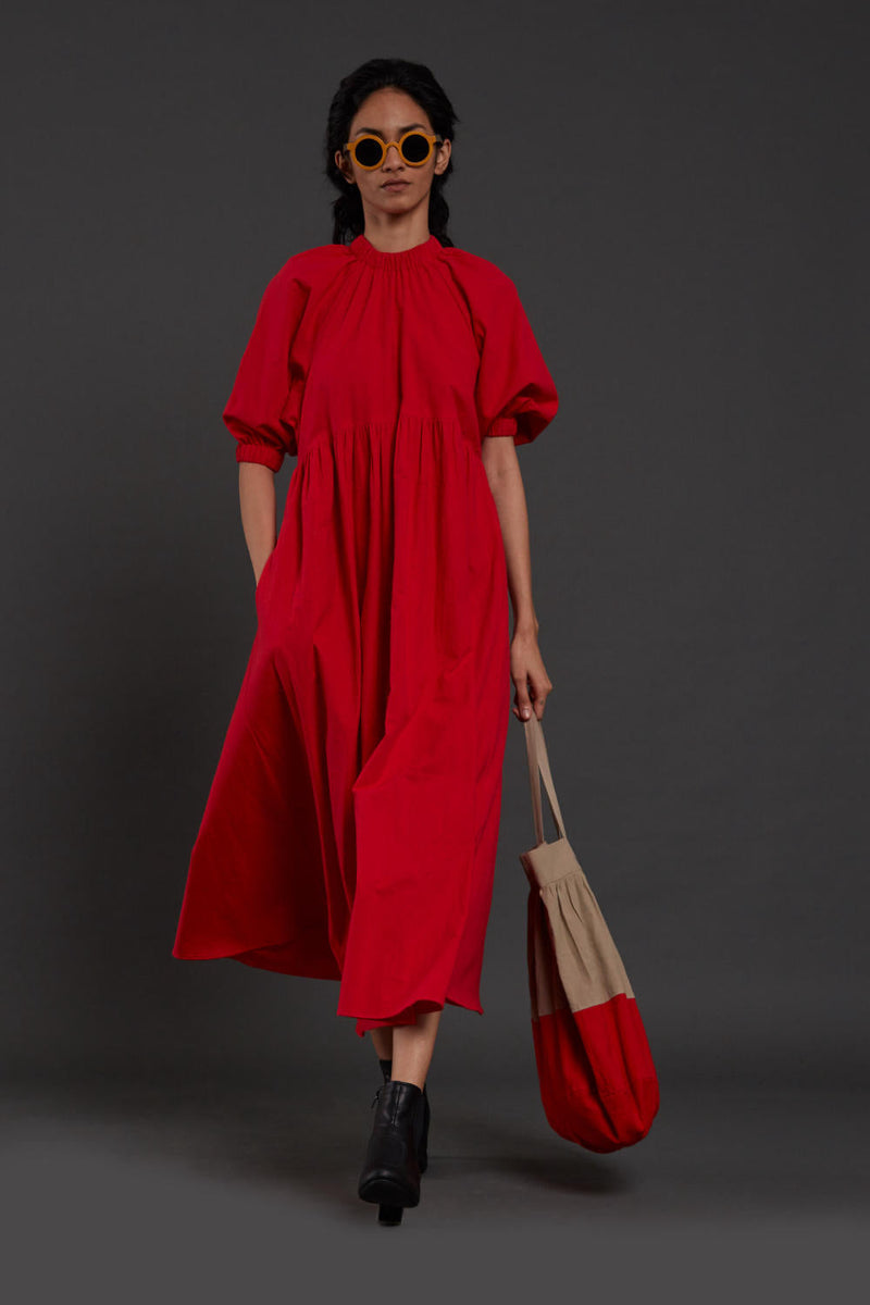Red Raglan Dress Dress by Mati in red color for women Worldwide