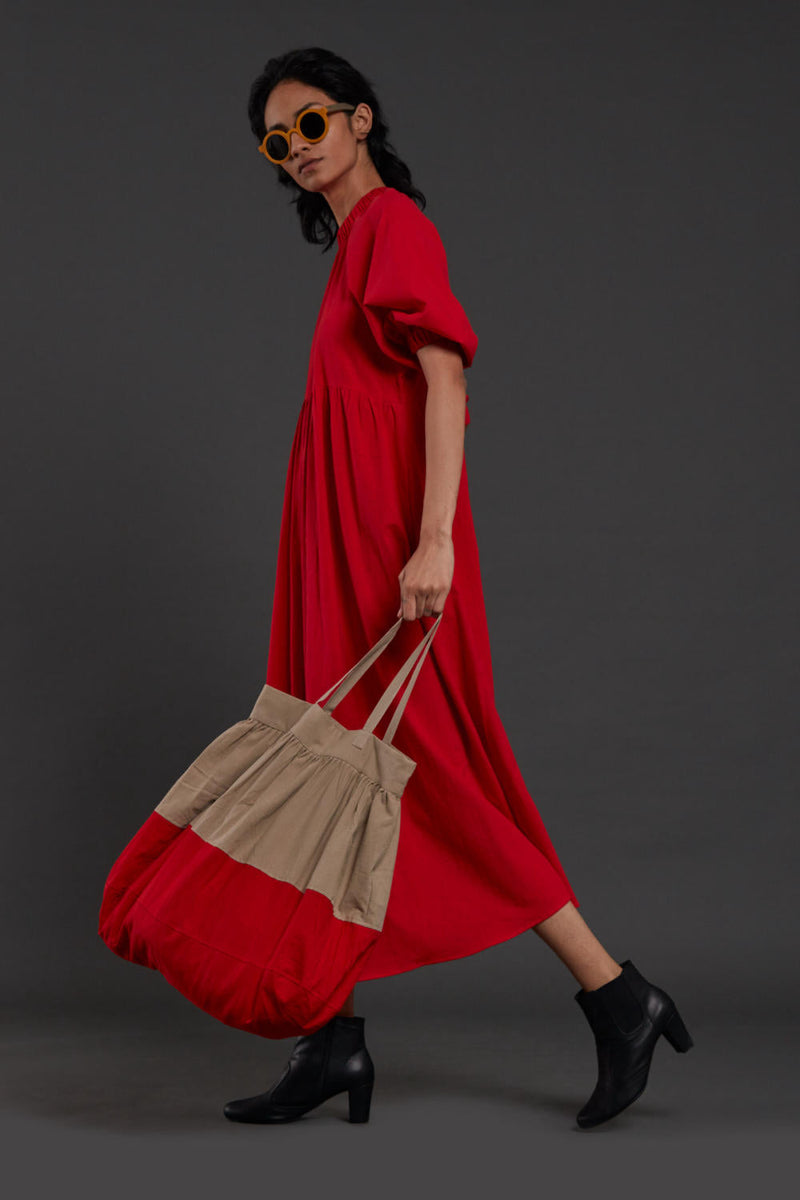 Red Raglan Dress Dress by Mati in red color for women Worldwide