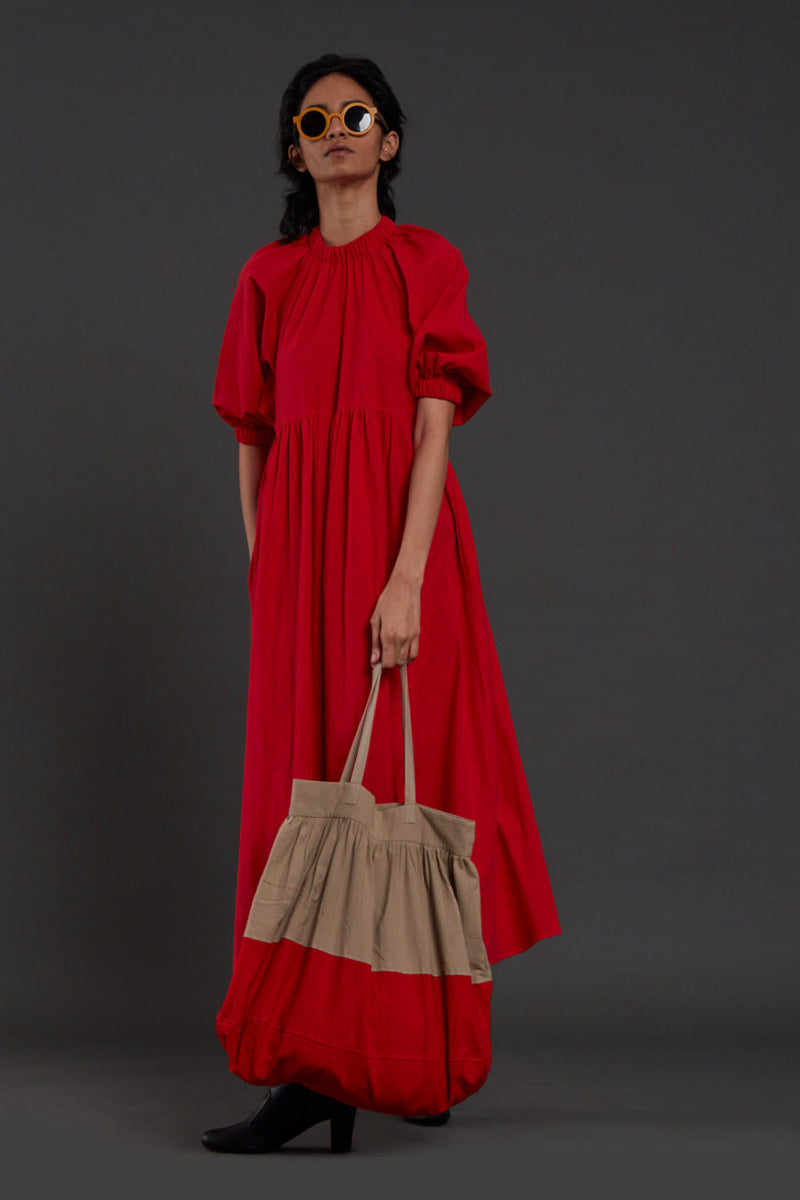 Red Raglan Dress Dress by Mati in red color for women Worldwide