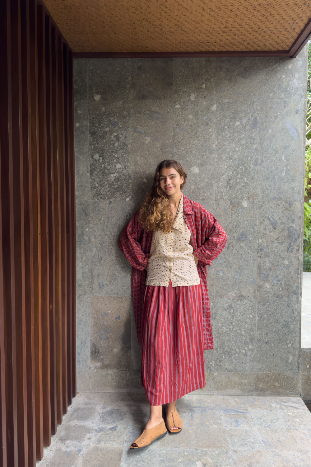 Red Striped Pull-on Skirt