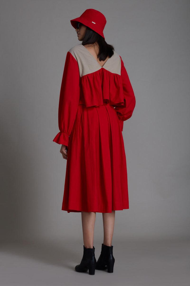 Red & Beige Bow Set Co-ord Set,Skirts,Top & Tunics by Mati for women Worldwide