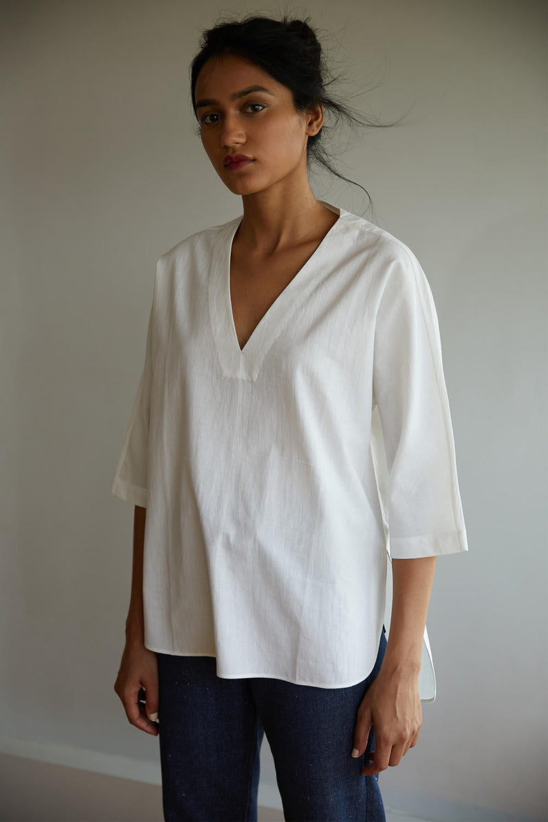 Reeves Top cotton by The Summer House in white color for women Worldwide