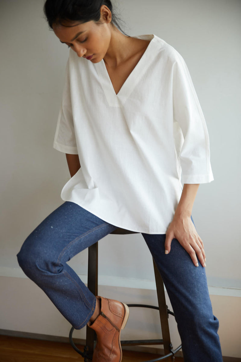 Reeves Top cotton by The Summer House in white color for women Worldwide