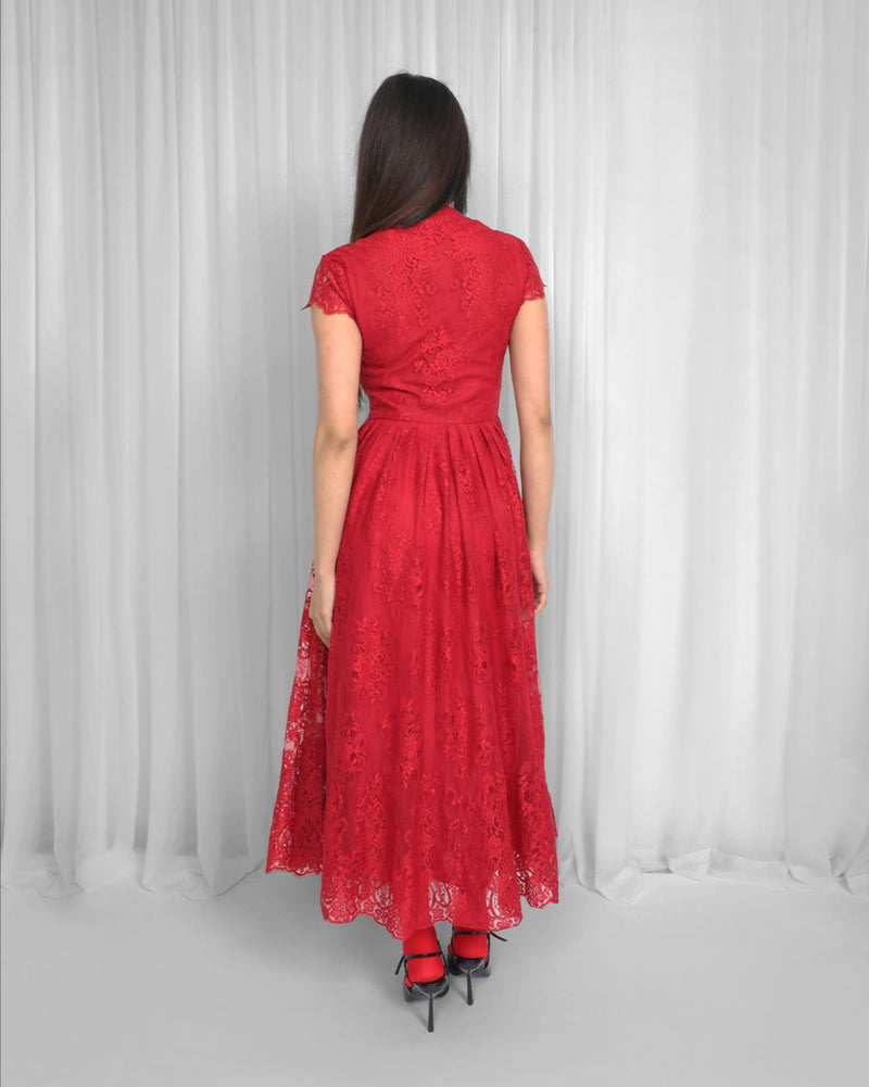 Regina Dress-Red by Leh Studios in red color for women Worldwide