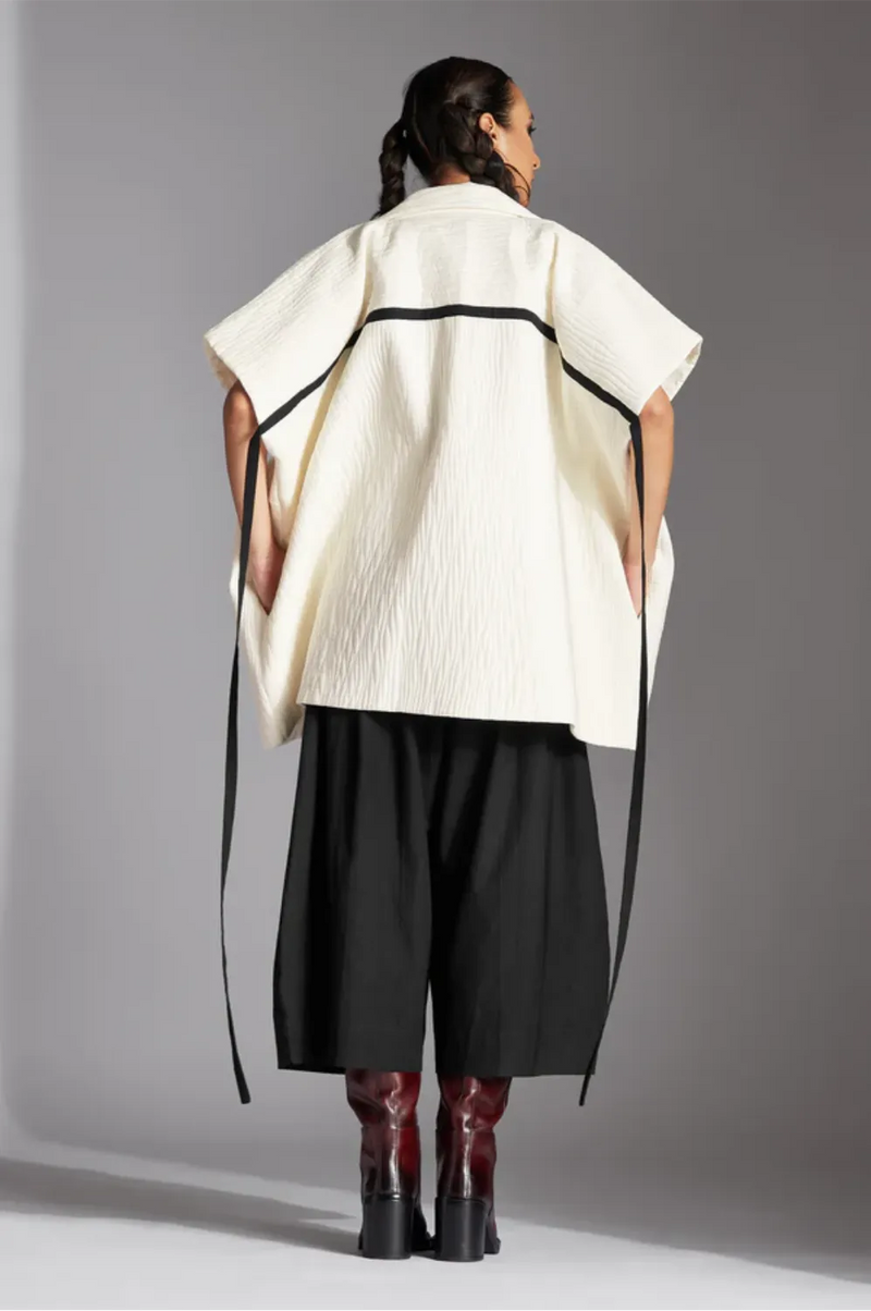 Rev Jacket-White cotton by Chola in white color for women Worldwide