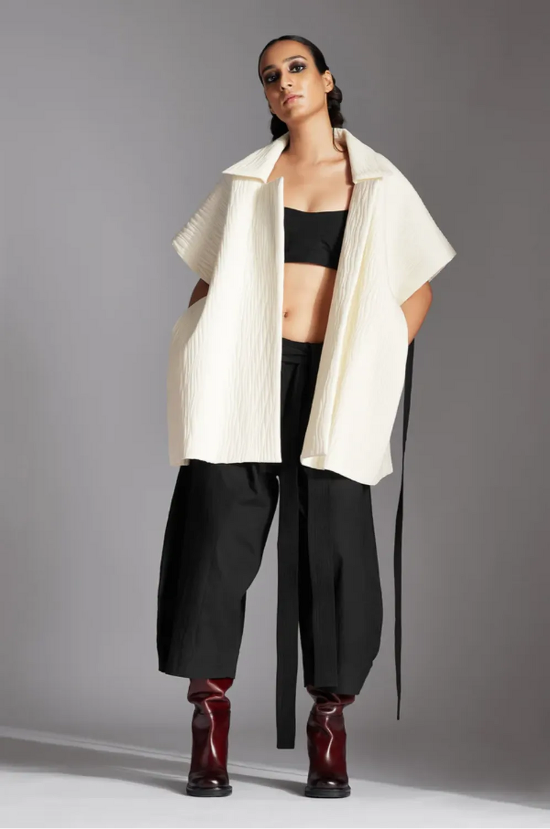 Rev Jacket-White cotton by Chola in white color for women Worldwide
