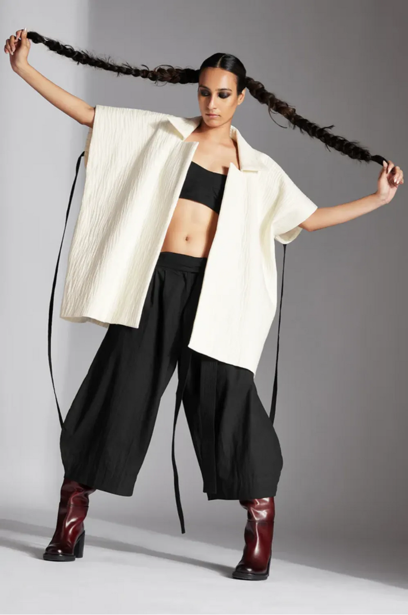 Rev Jacket-White cotton by Chola in white color for women Worldwide