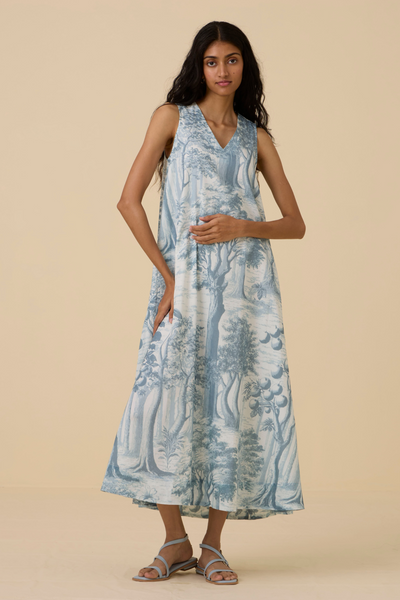 Riaz Blue Print Maxi Dress