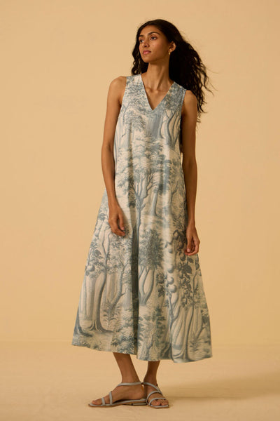 Riaz Blue Print Maxi Dress