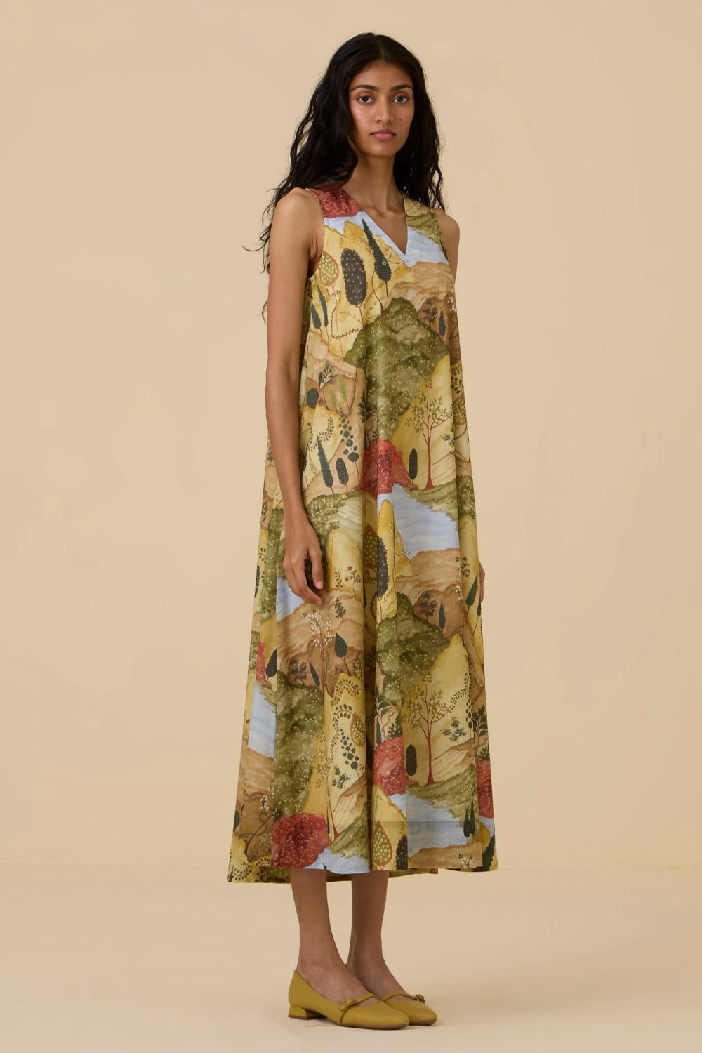 Riaz Ochre Print Maxi Dress