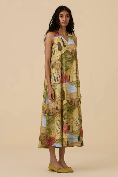 Riaz Ochre Print Maxi Dress