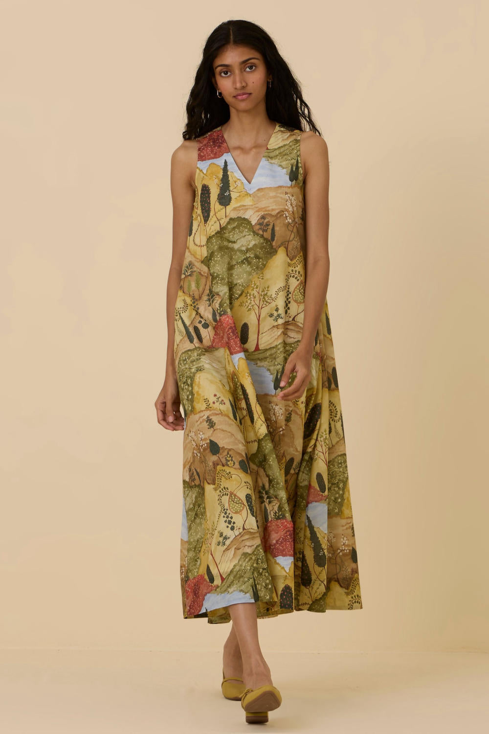 Riaz Ochre Print Maxi Dress