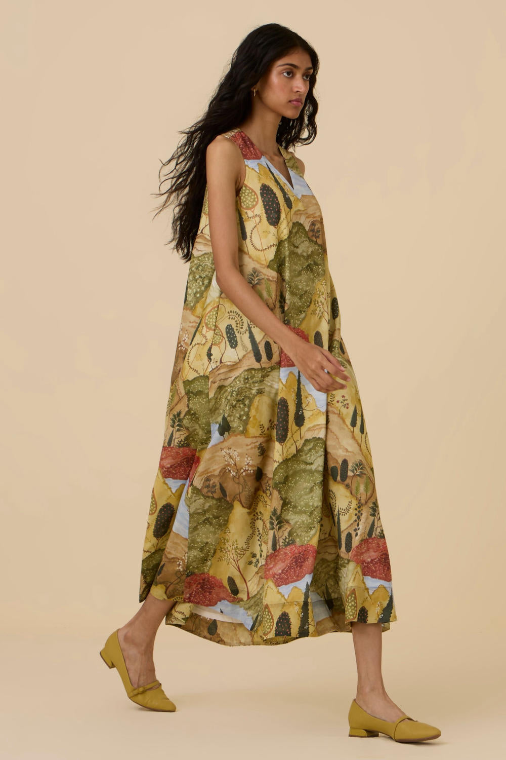 Riaz Ochre Print Maxi Dress