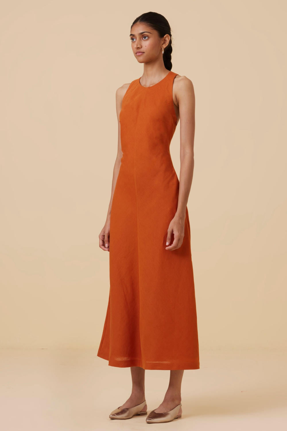 Riha Orange Halter Maxi Dress