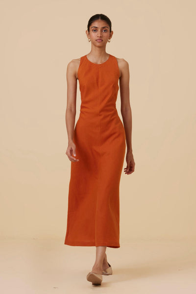 Riha Orange Halter Maxi Dress