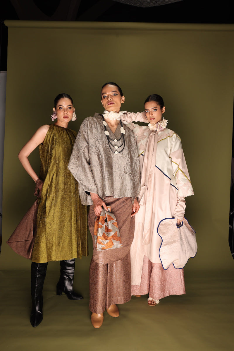 Ripple Top-Grey mysore silk tops and shirts by Stoique in grey for women Worldwide