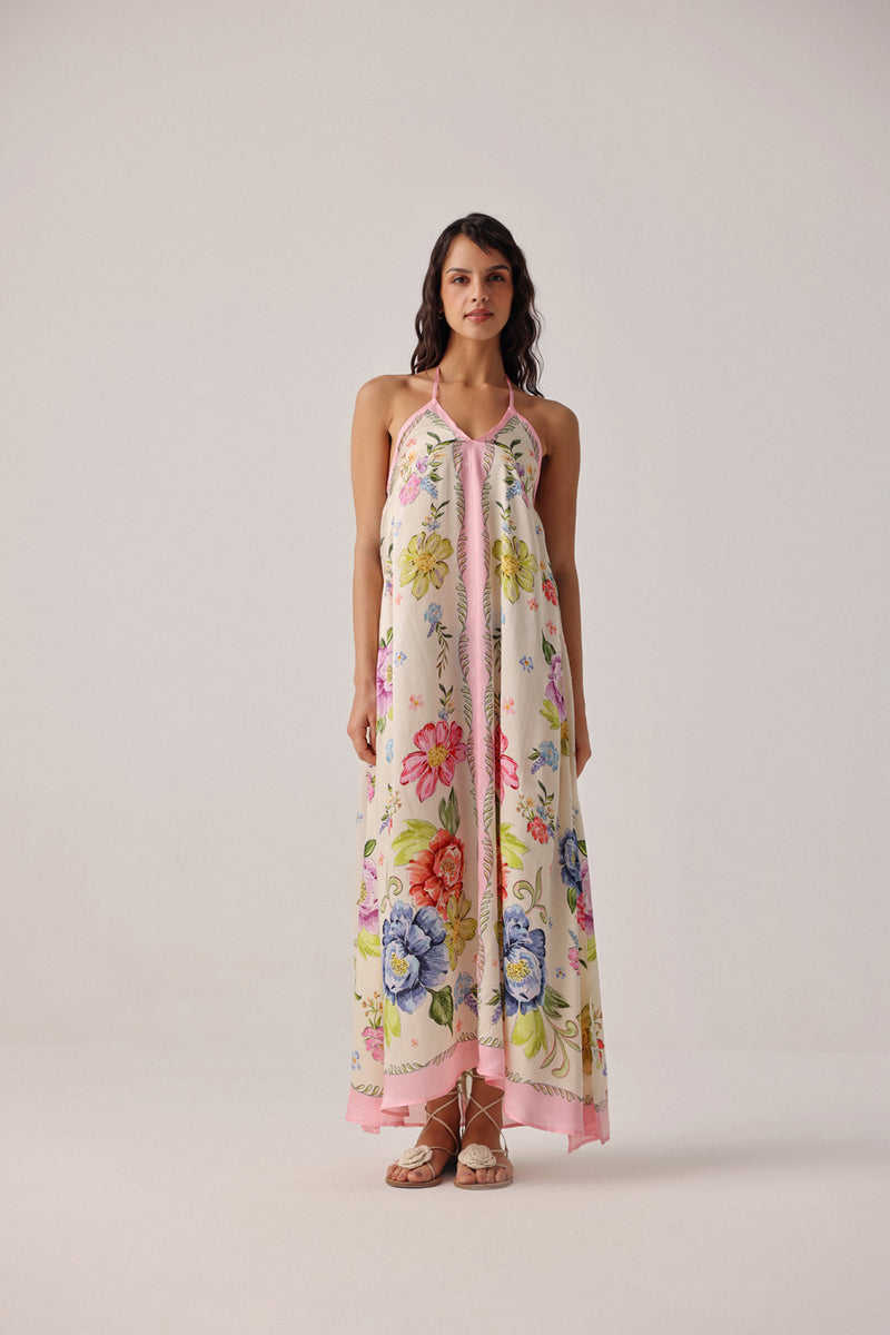 Riva Coverup-Bloom modal satin resort wear by NOIB in pink for women Worldwide