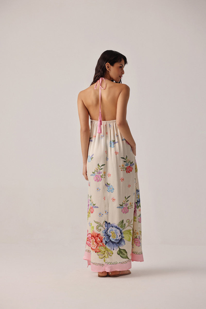 Riva Coverup-Bloom modal satin resort wear by NOIB in pink for women Worldwide