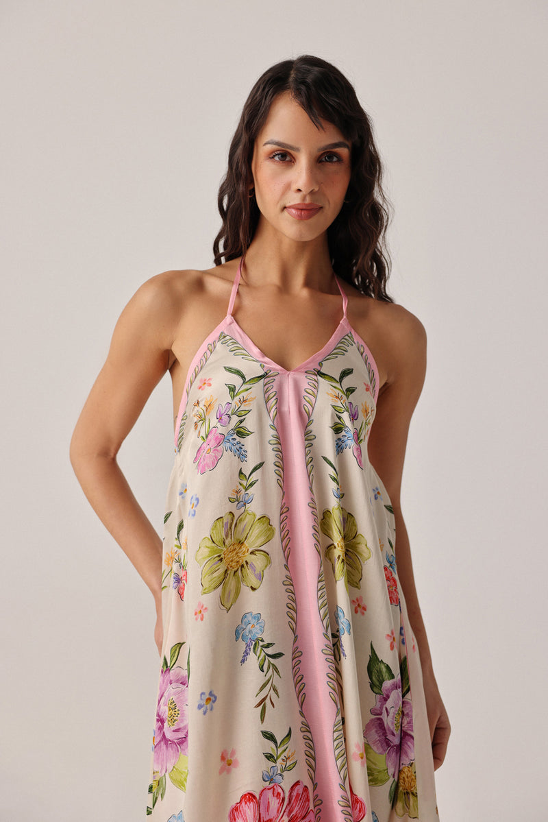 Riva Coverup-Bloom modal satin resort wear by NOIB in pink for women Worldwide