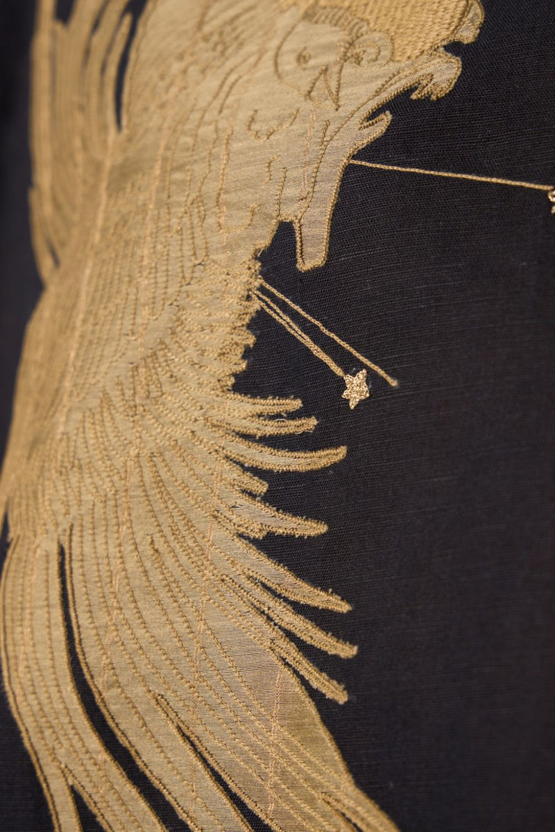 Roma Embroidered Top cotton by The Summer House in black color for women Worldwide