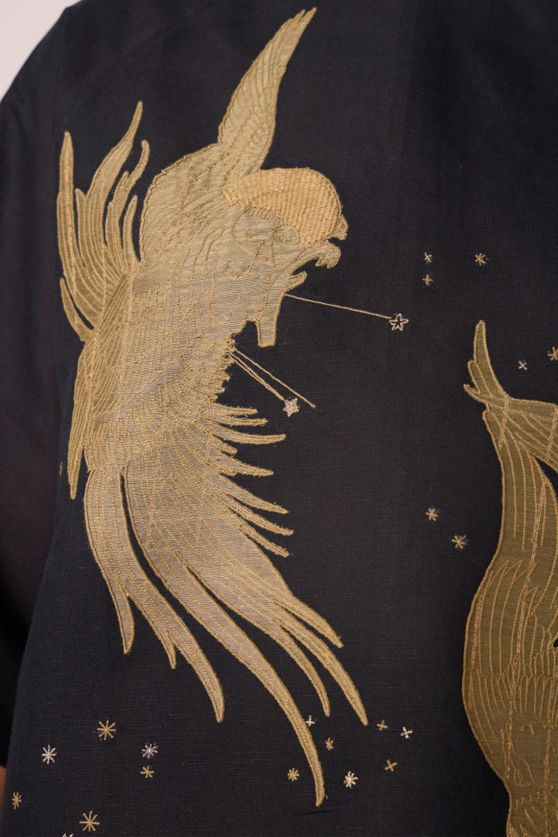 Roma Embroidered Top cotton by The Summer House in black color for women Worldwide