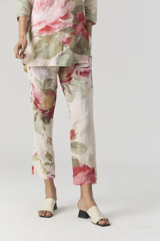 ROMA ROSE CO-ORD SET by Yam in beige color for women Worldwide