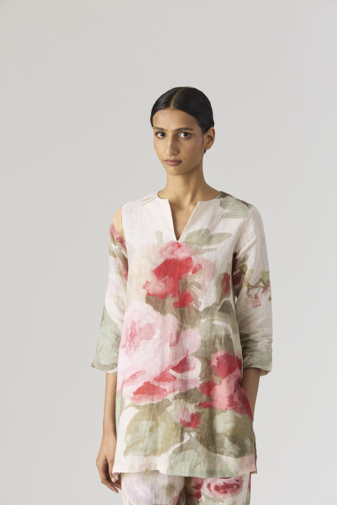 ROMA ROSE CO-ORD SET by Yam in beige color for women Worldwide