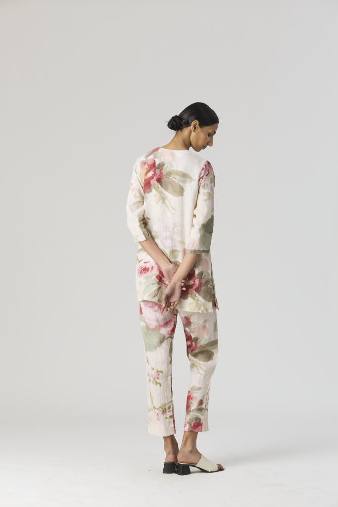 ROMA ROSE CO-ORD SET by Yam in beige color for women Worldwide