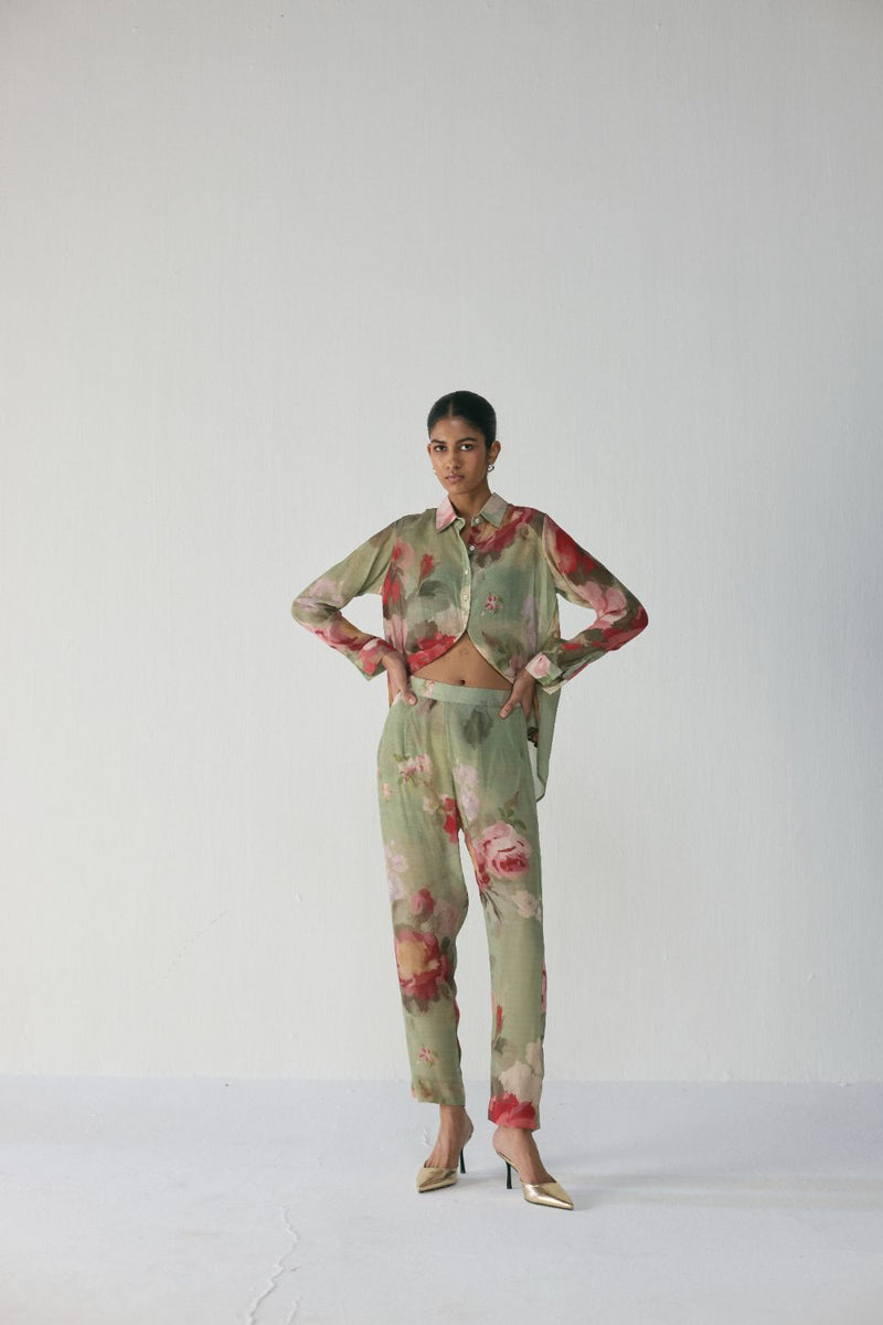 Roos Co-Ord Set by YAM in green color for women Worldwide