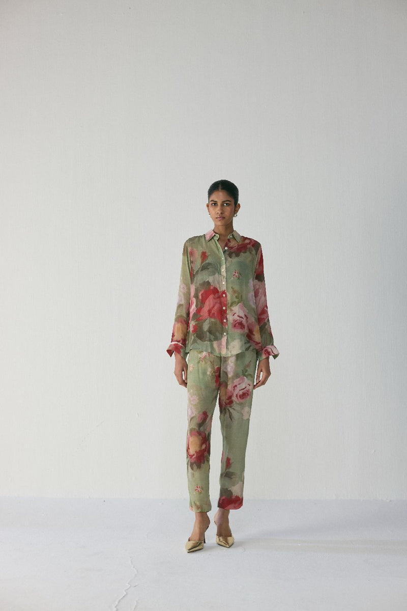 Roos Co-Ord Set by YAM in green color for women Worldwide