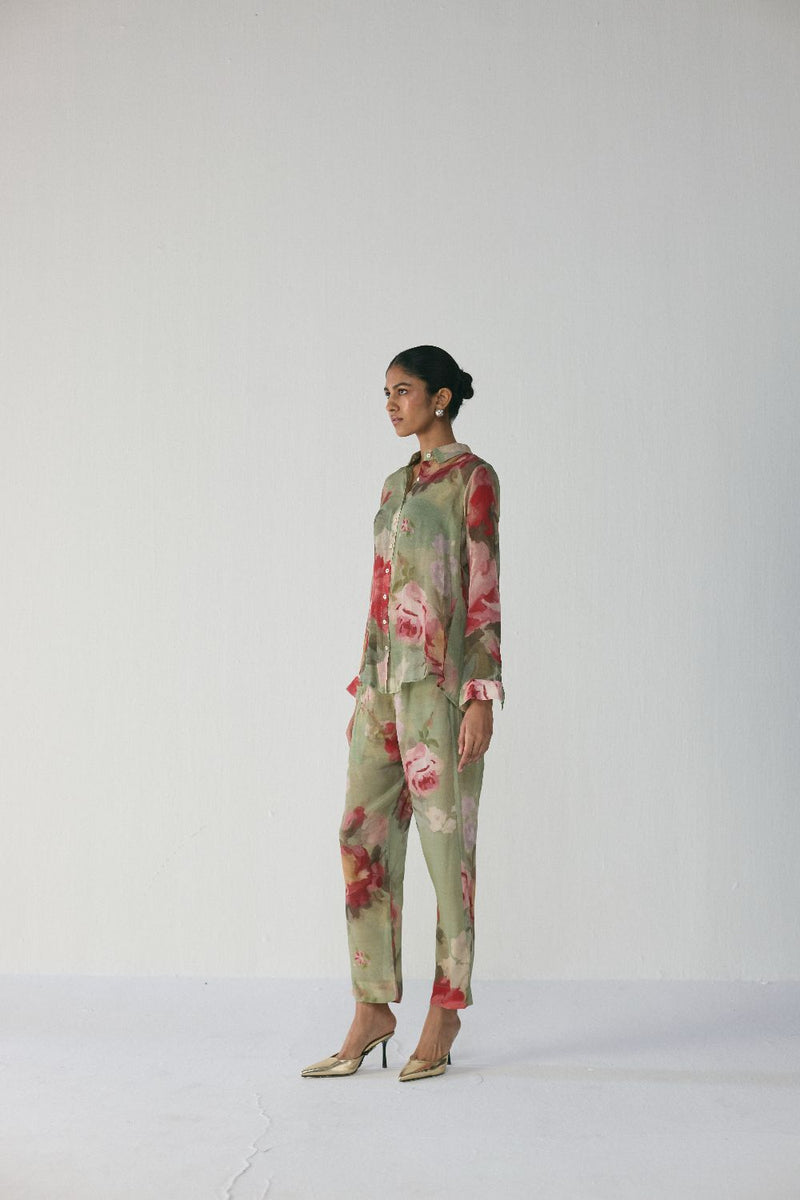 Roos Co-Ord Set by YAM in green color for women Worldwide