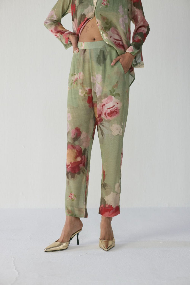Roos Co-Ord Set by YAM in green color for women Worldwide