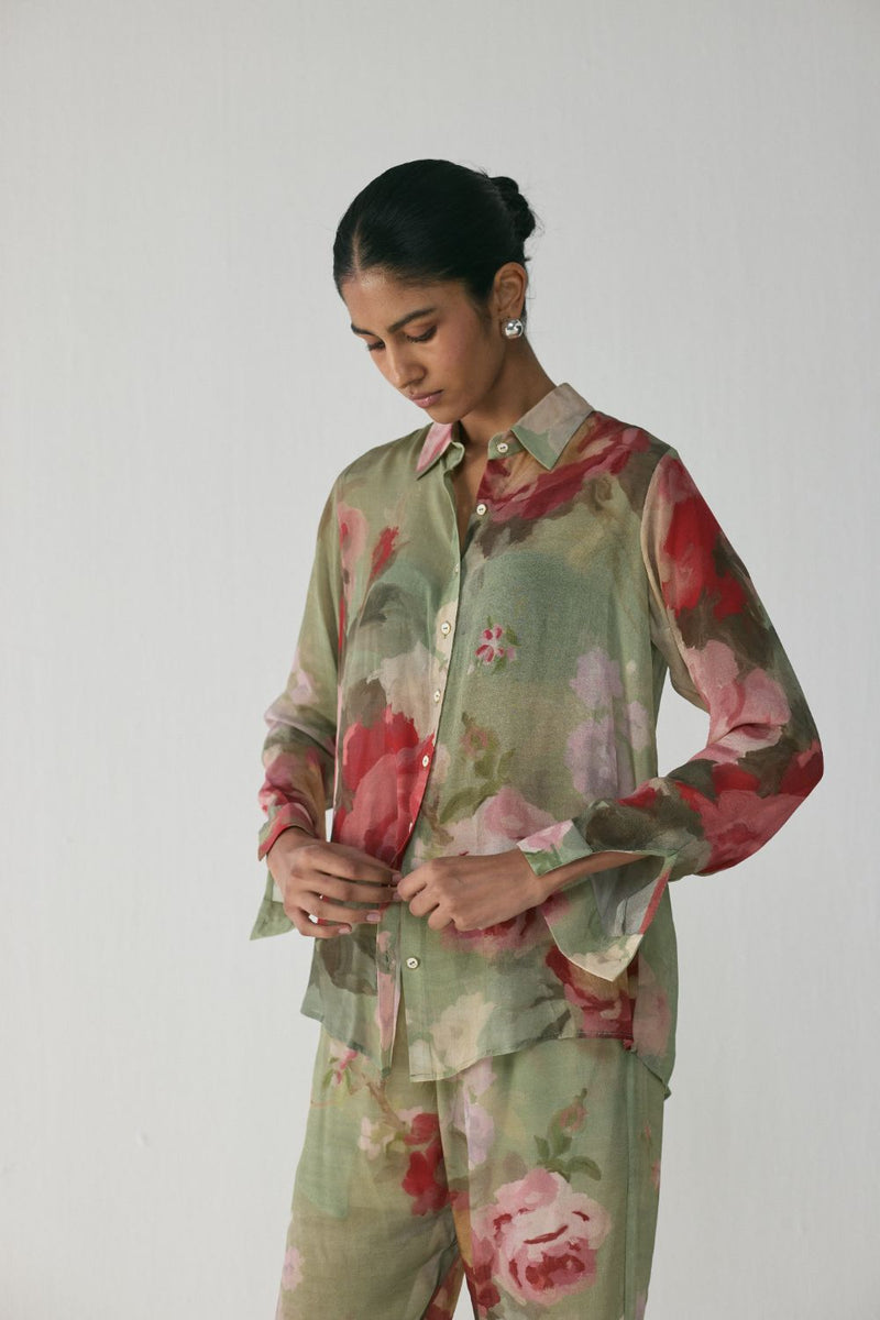 Roos Co-Ord Set by YAM in green color for women Worldwide