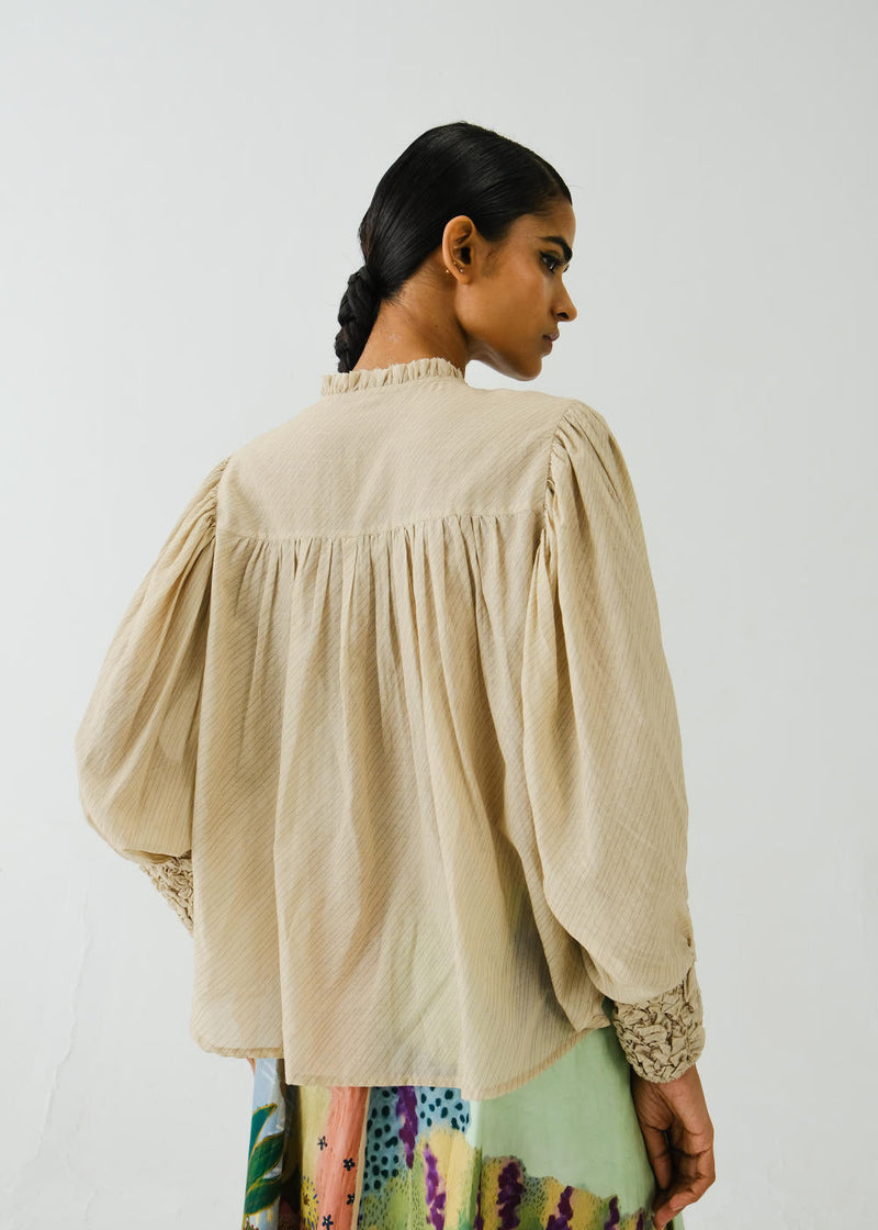 Roosted Shirt-IVORY (ELASTIC SMOCKING) cotton by CORD for women Worldwide