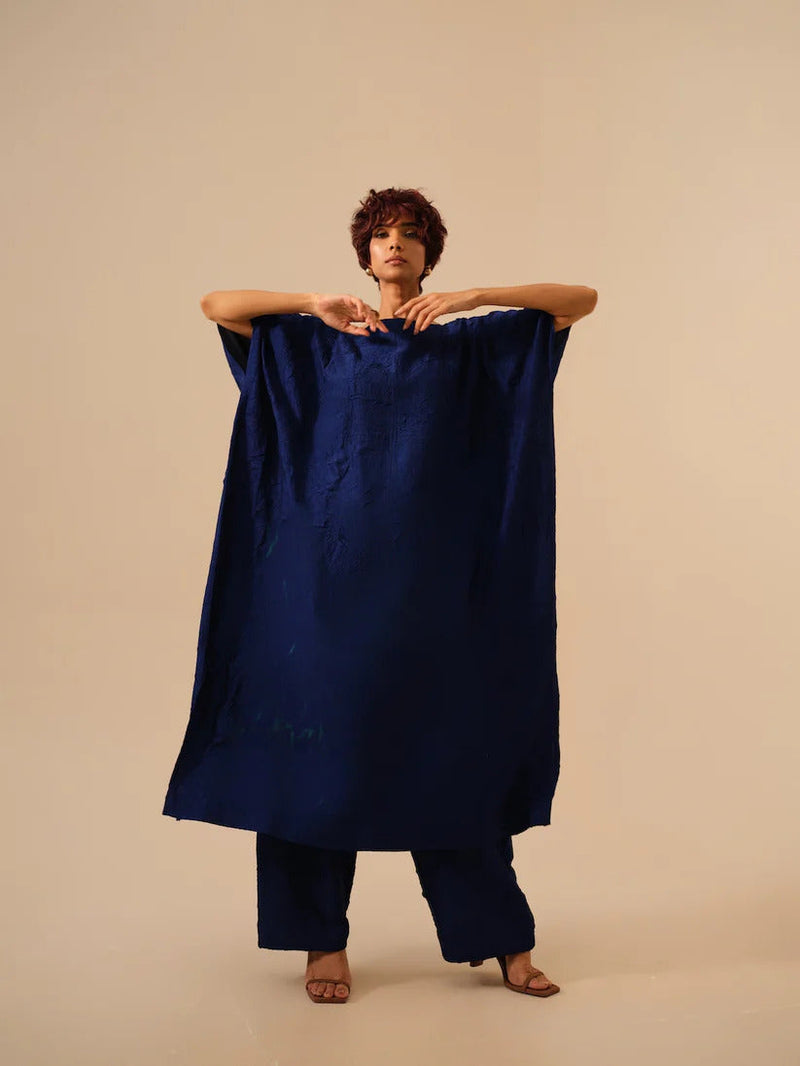 Root Pants-Electric Blue (Rev/Ro/Bo/Re) crushed silk pants/trousers by Stoique in blue for women Worldwide