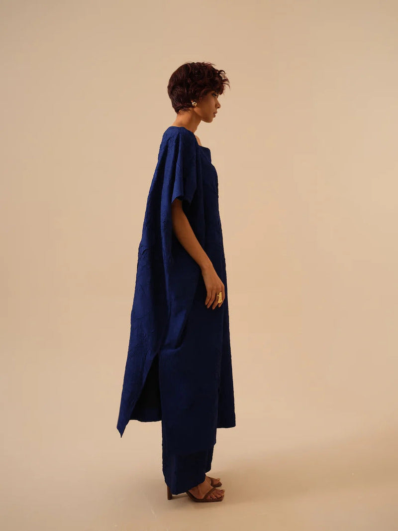 Root Pants-Electric Blue (Rev/Ro/Bo/Re) crushed silk pants/trousers by Stoique in blue for women Worldwide