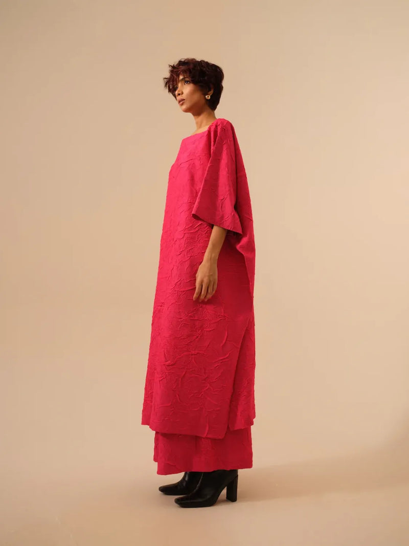 Root Pants-Pink crushed silk pants/trousers by Stoique in pink for women Worldwide