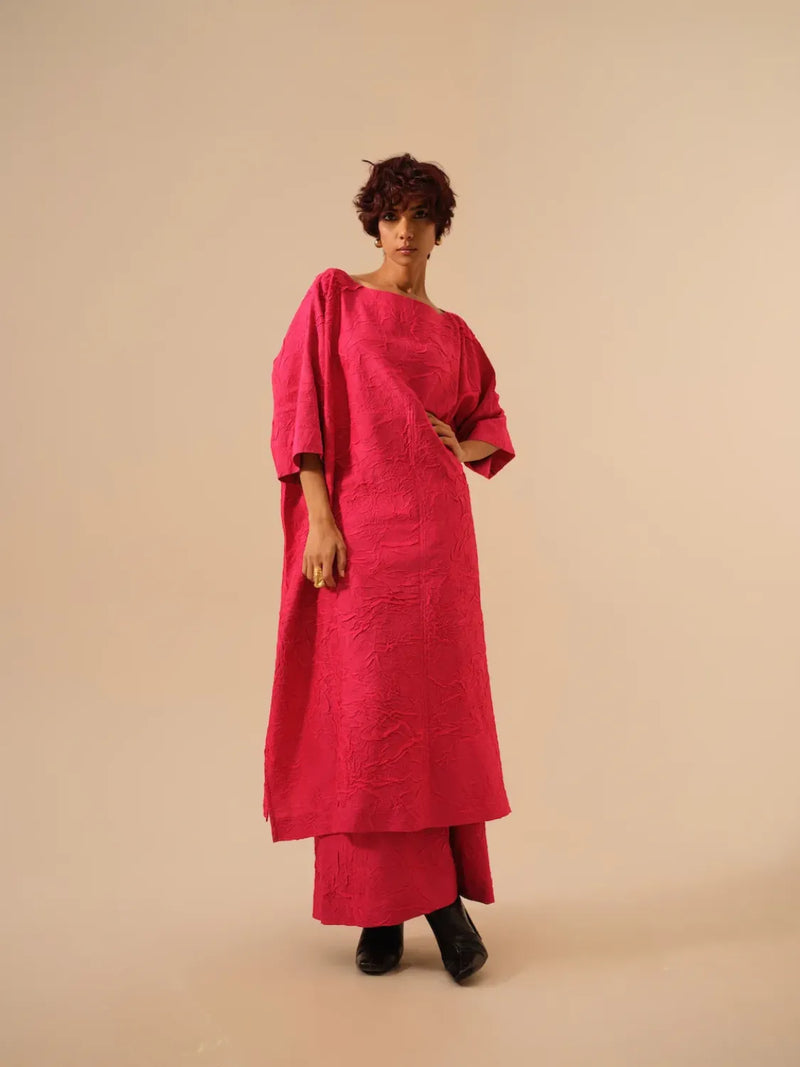 Root Pants-Pink crushed silk pants/trousers by Stoique in pink for women Worldwide