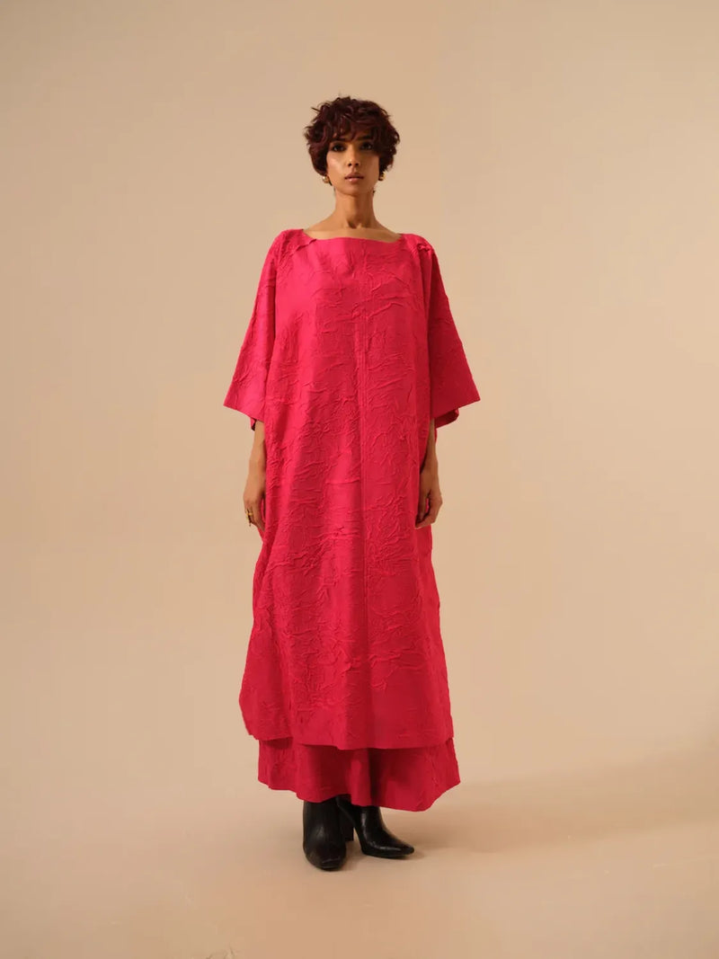Root Pants-Pink crushed silk pants/trousers by Stoique in pink for women Worldwide
