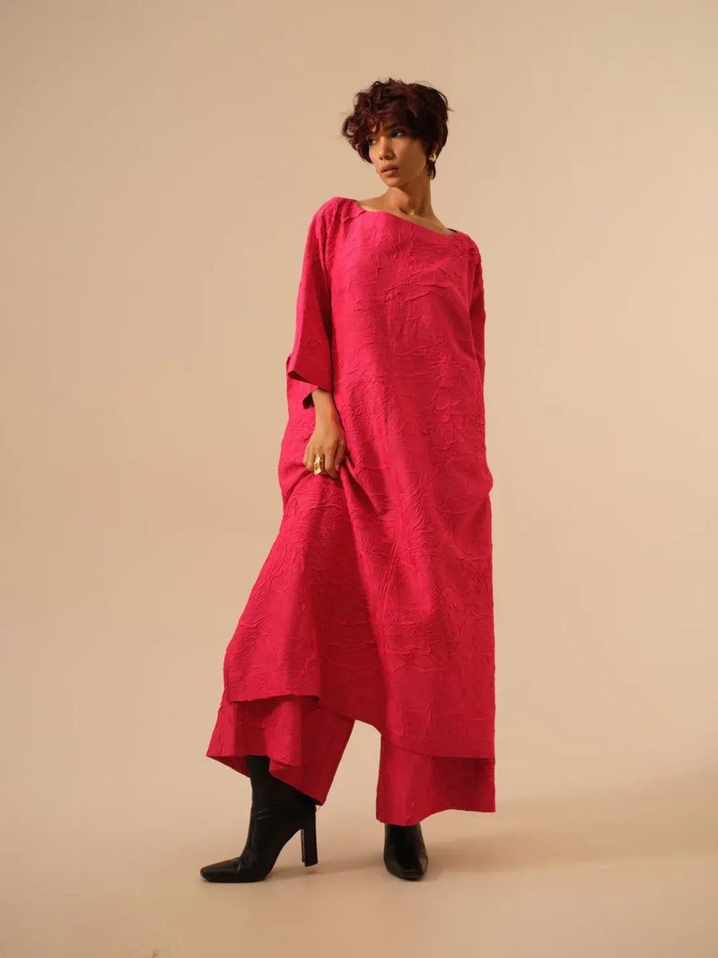 Root Pants-Pink crushed silk pants/trousers by Stoique in pink for women Worldwide