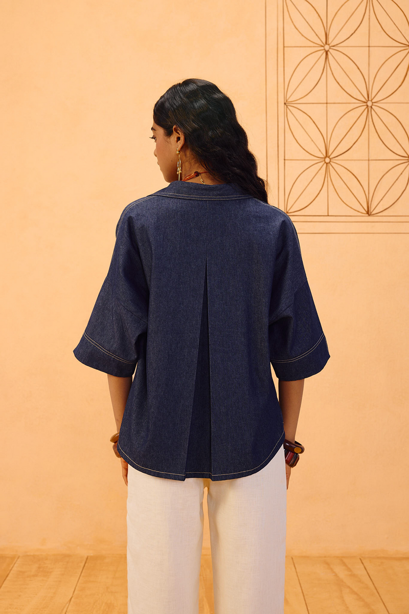 Rooted Sustainable Denim Shirt denim top/shirt by SUI in blue for women Worldwide