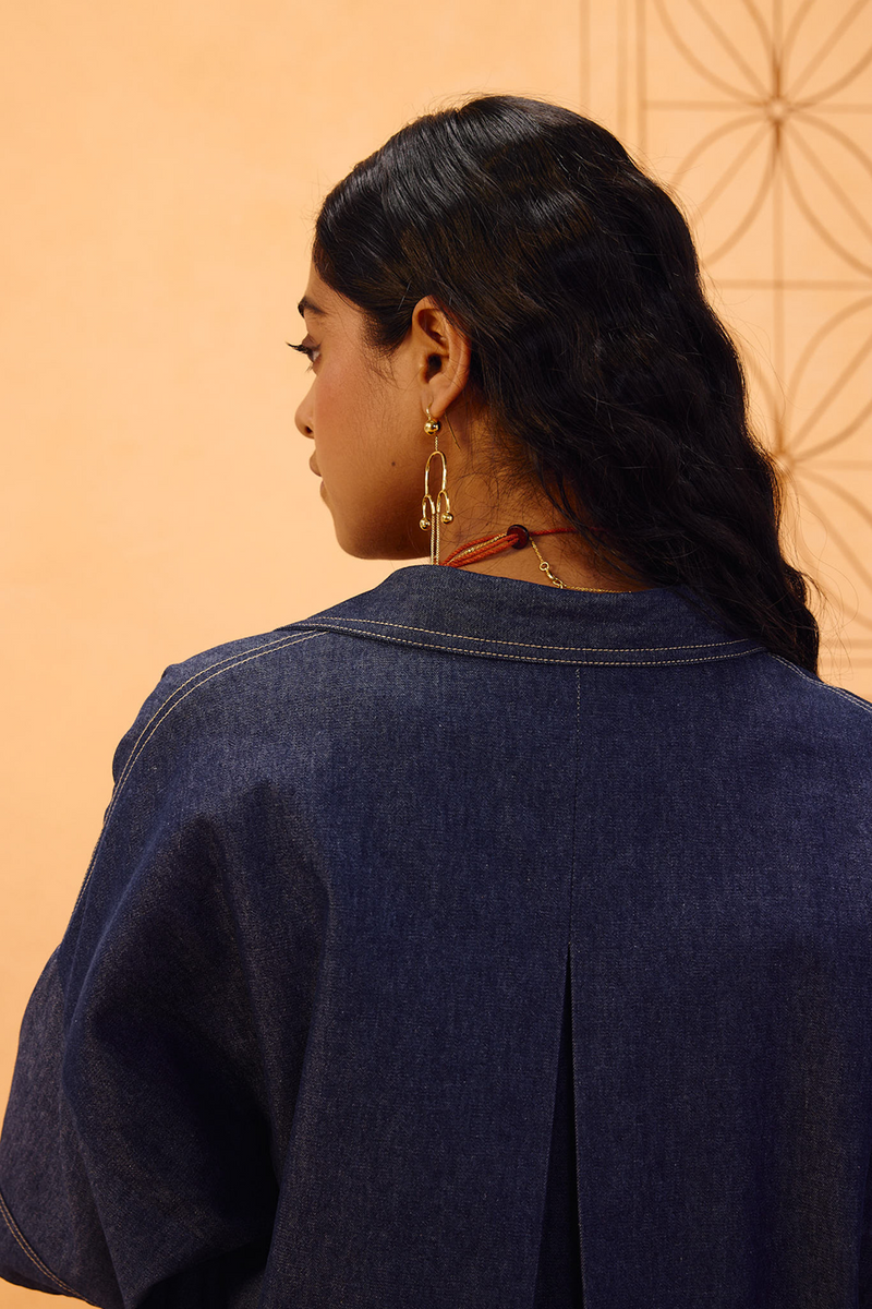 Rooted Sustainable Denim Shirt denim top/shirt by SUI in blue for women Worldwide
