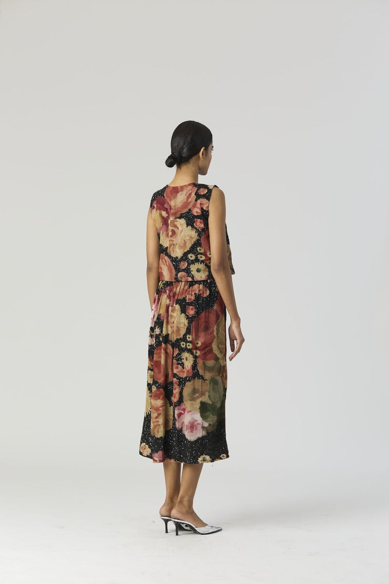 ROSALIA EMBROIDERED TOP & SKIRT by Yam in black color for women Worldwide