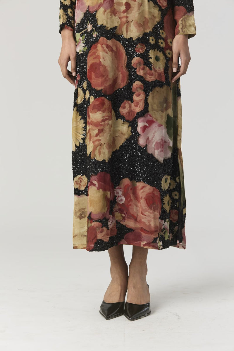 ROSALIA EMBROIDERED DRESS by Yam in black color for women Worldwide
