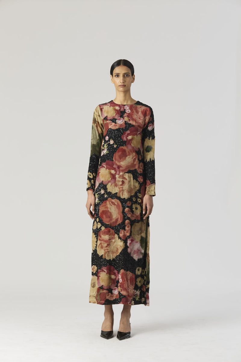 ROSALIA EMBROIDERED DRESS by Yam in black color for women Worldwide