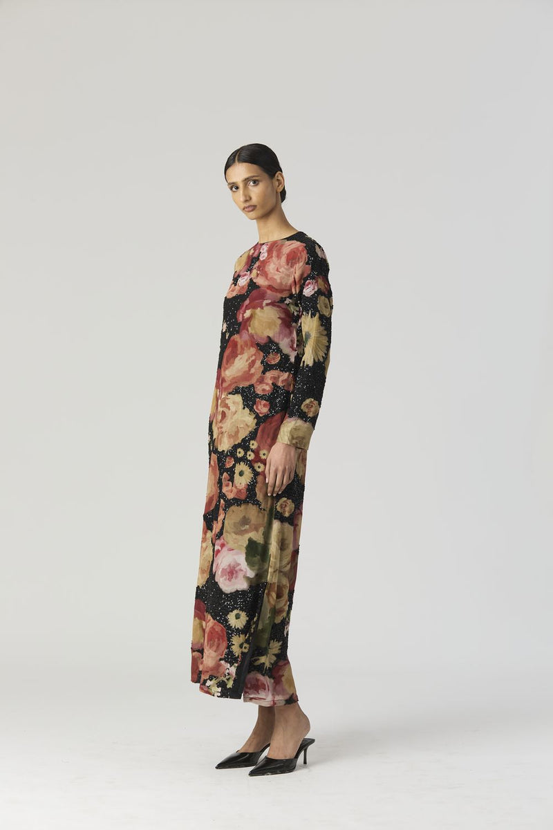 ROSALIA EMBROIDERED DRESS by Yam in black color for women Worldwide
