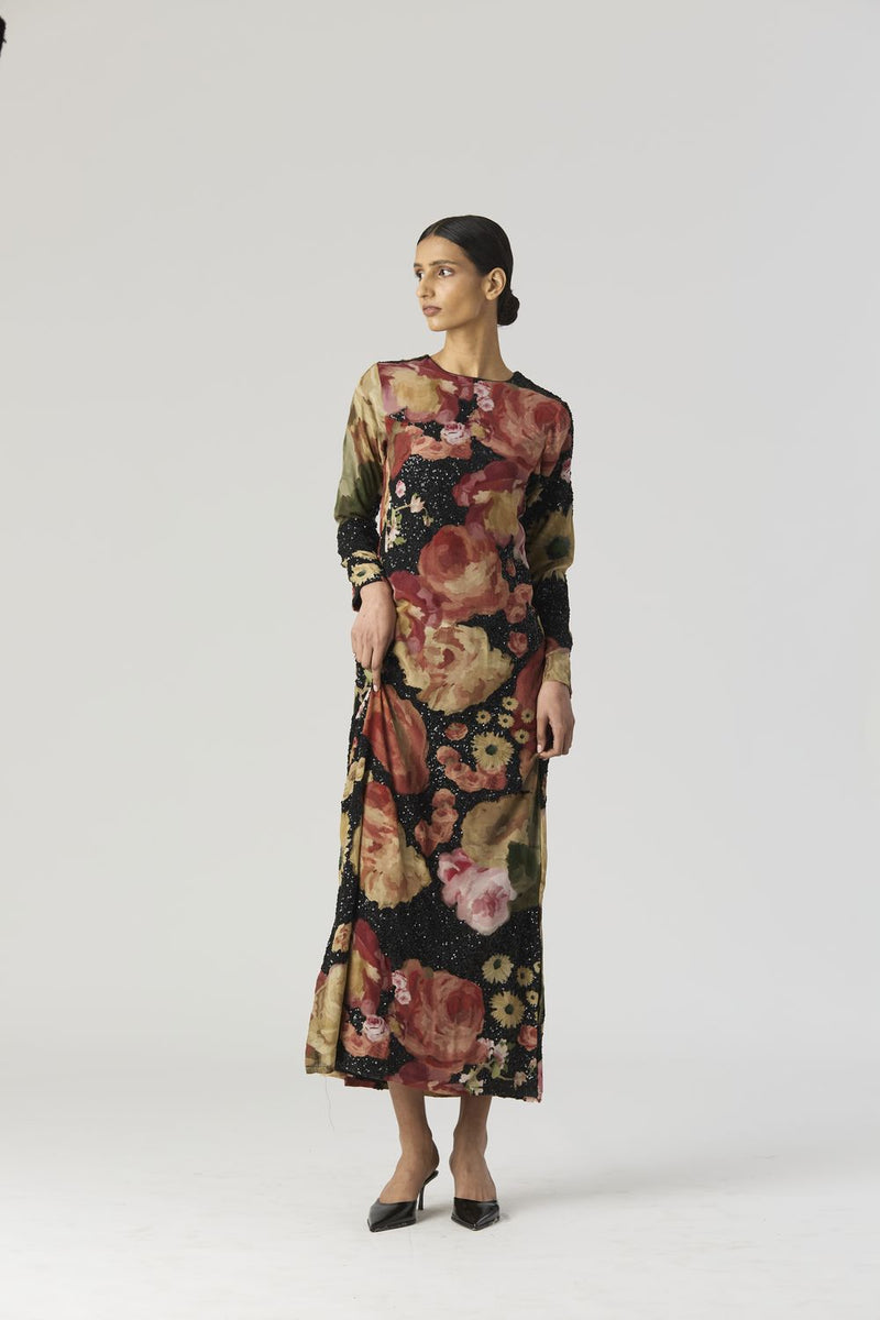 ROSALIA EMBROIDERED DRESS by Yam in black color for women Worldwide